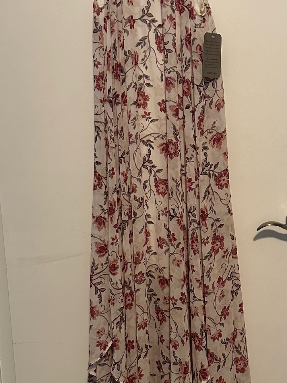 love J Cream Maxi Skirt with Red Floral Print
